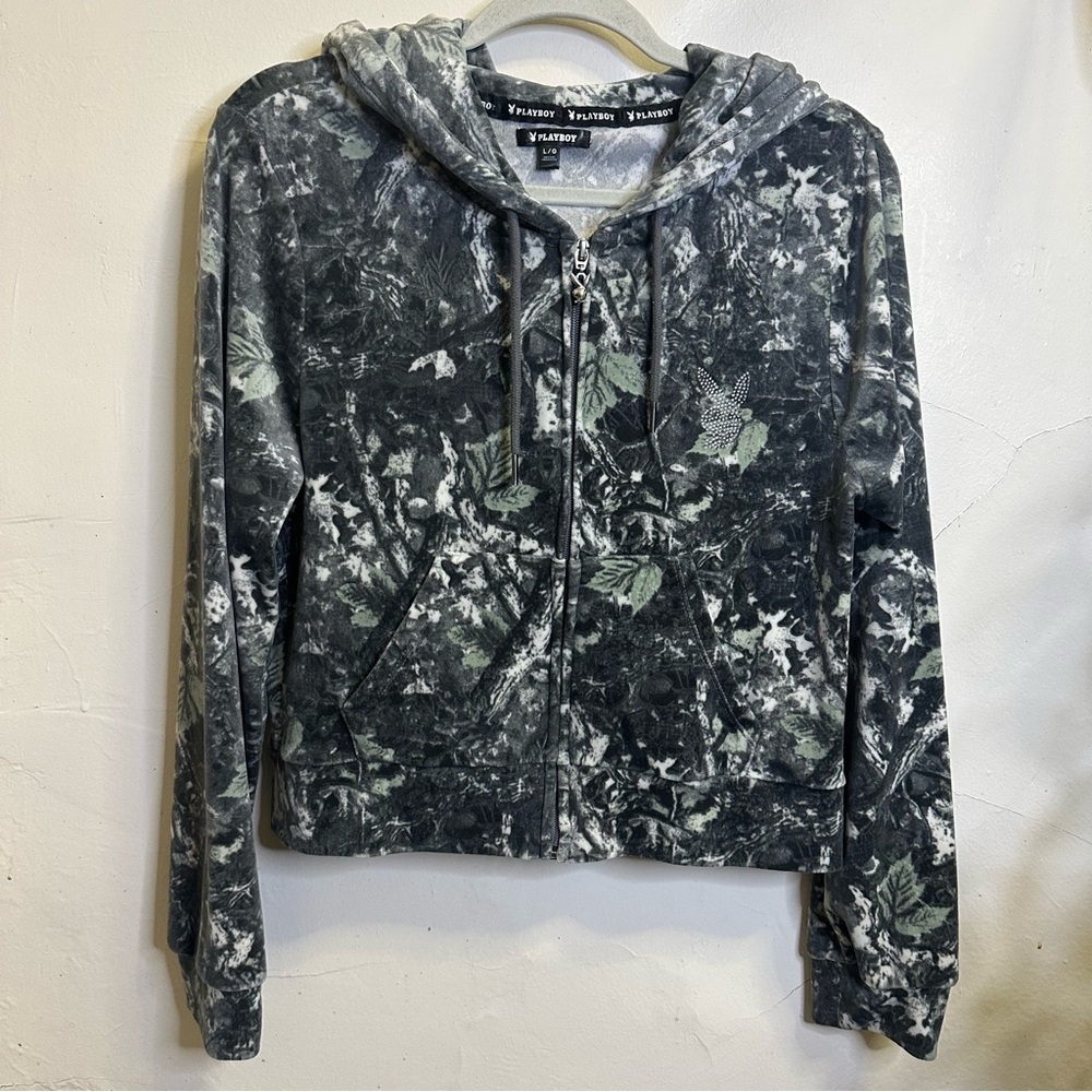 Sold PLAYBOY Camo Blinged Velour Hoodie - Picture 6 of 12